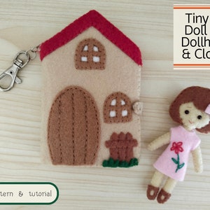 Tiny felt doll with dollhouse and clothes PDF pattern and tutorial