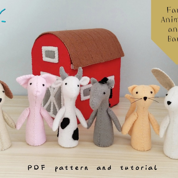 Felt Farm Animals and Barn PDF pattern and tutorial