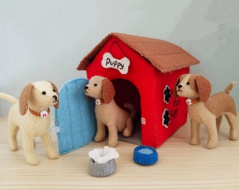 Puppies and Dog House PDF pattern and tutotial