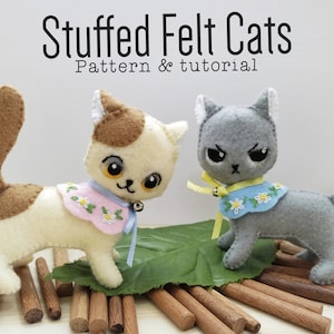 Stuffed Felt Cats pattern and tutorial