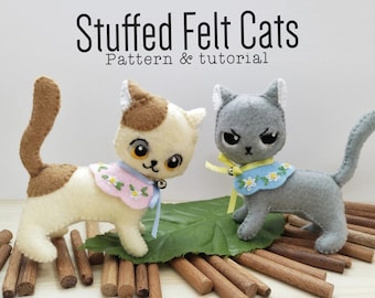 Stuffed Felt Cats pattern and tutorial