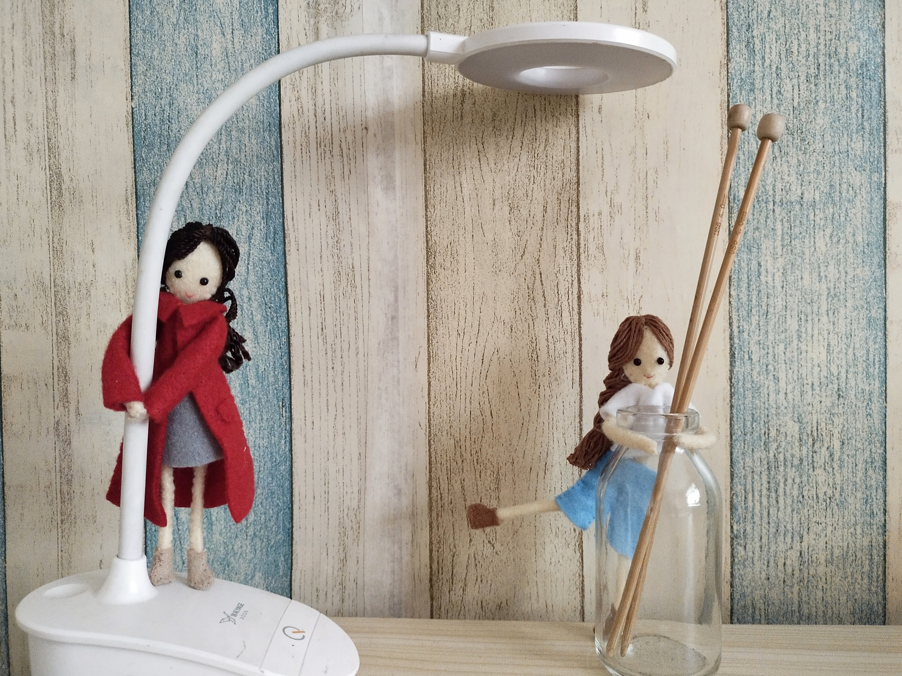 るる　JR⑦ パニエホワイト同梱 Felt Doll, PDF Pattern and Tutorial Felt Wire Doll With