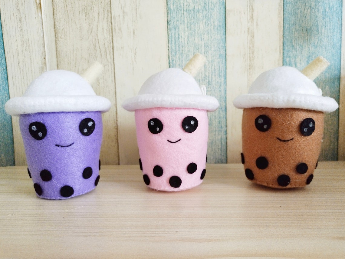 Felt Doll, PDF Pattern and Tutorial Felt Boba Milk Tea, Boba Bubble