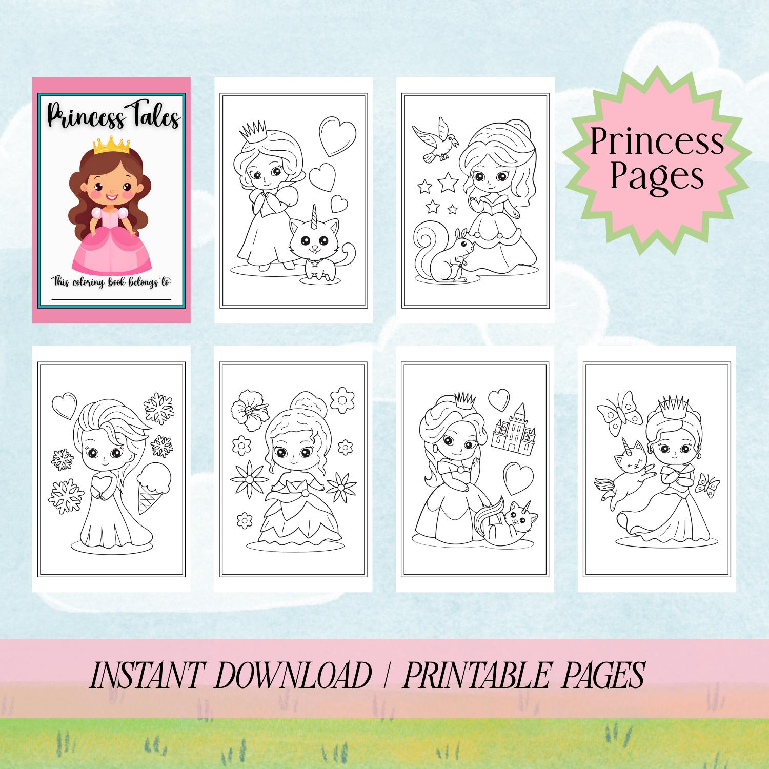 Princess Coloring Pages | Printable Color Pages | Instant Download ...
