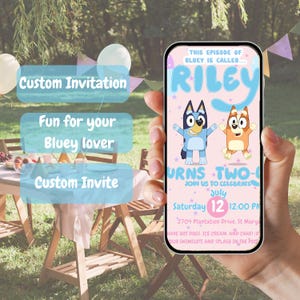 Bluey Birthday Invitation | Custom Bluey Birthday Invite | Digital Download | Girl or Boy Bluey Party Invitation | Instant Download