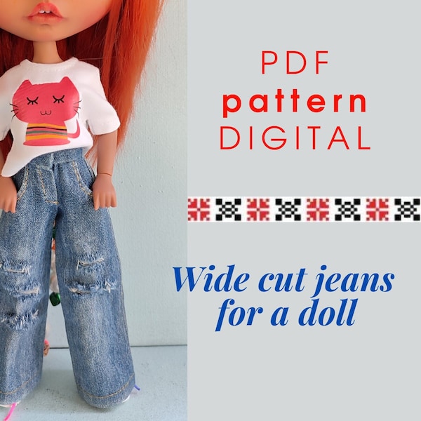 Patron Blythe Wide Jeans pour poupée blythe Jeans pdf Patrons de couture pour poupée blythe PDF poupée