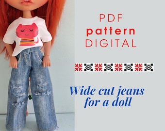 Patrón Blythe Jeans Anchos para muñeca blythe Jeans pdf Patrones de costura para muñeca blythe PDF muñeca
