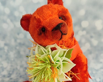 Orsacchiotto Orso arancione Orsetto da collezione in stile vintage OOAK Artist Bear Art bambola