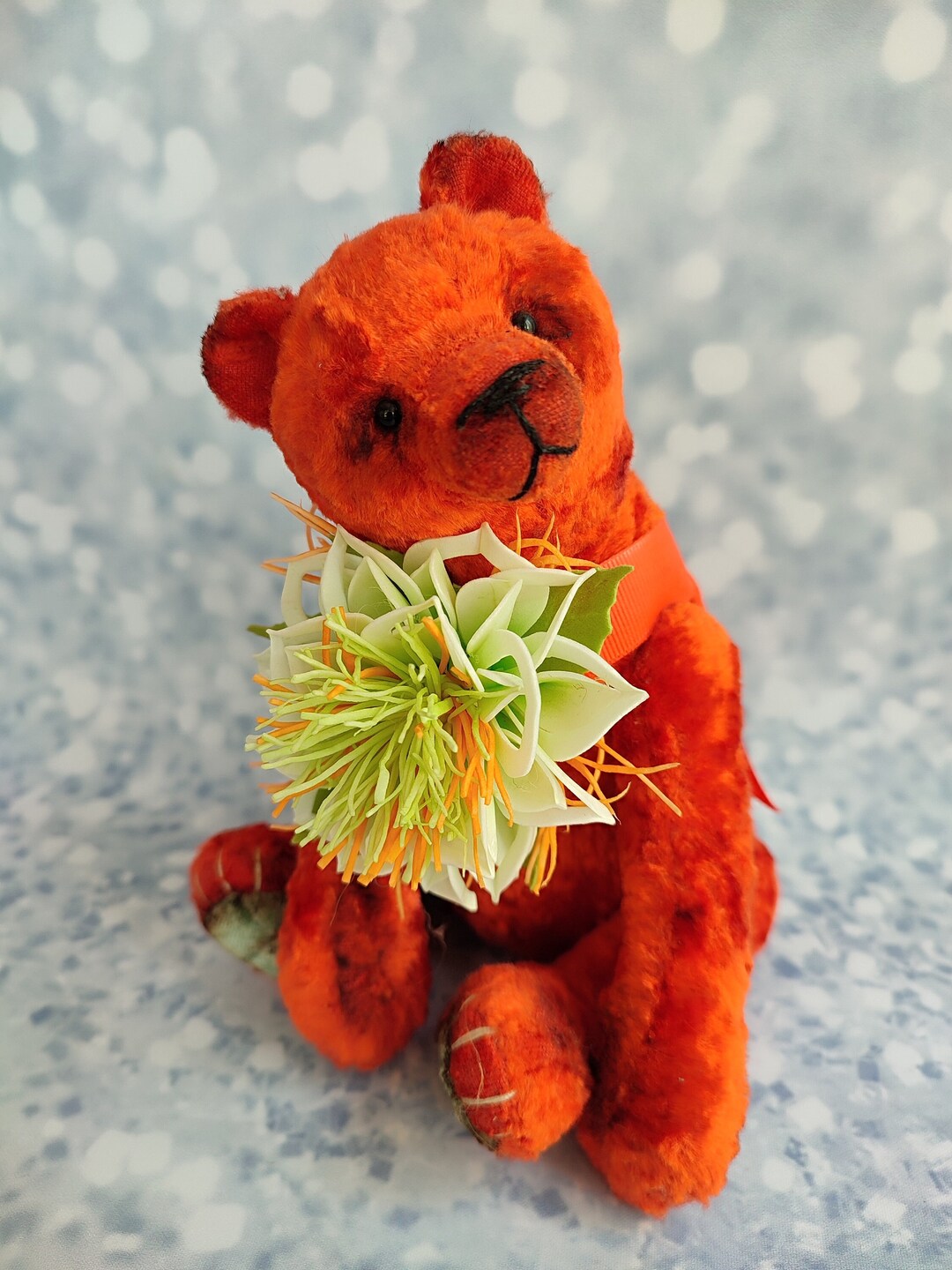Teddy Bear Orange Bear Collectible Teddybear Vintage Style Etsy