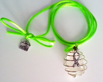 Lymphoma Awareness Charm Bracelet - Lime Green Ribbon Sterling Silver Plated Gift - View #8