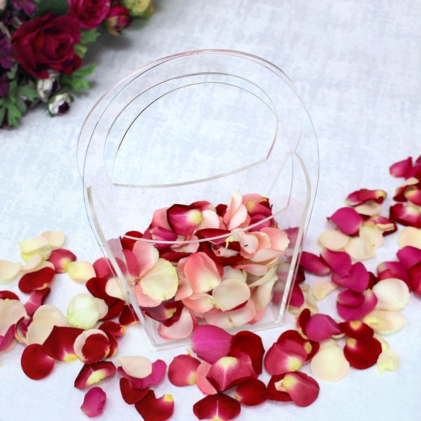 NEW! Modern Clear Flower Girl Basket. Wedding petals. Rose Petals. Wedding Toss. Flower Girl. FREE shipping within continental US.