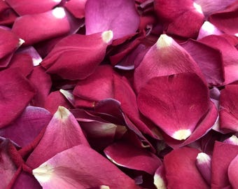 Rose Petals: Dark Pink. Biodegradable Confetti. 200 Cups Freeze-Dried, Wedding Confetti. USA Grown.