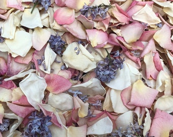 100 cups Spring Fling Rose Petal Blend with Lavender Lilac Petals. Flower Petals. Rose Petals. Party Natural Confetti. Wedding Flowers. USA.