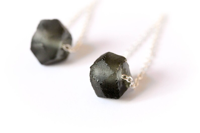 Earrings with black sea glass beads