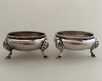 An Antique Pair Of Edwardian Solid Silver Table Salts, By Hukin & Heath, 1907