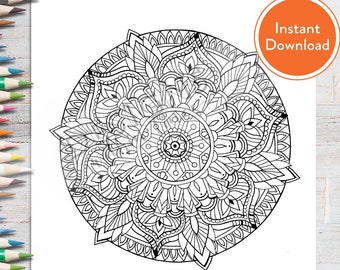 Printable Simple Mandala DIGITAL Coloring Page | INSTANT DOWNLOAD