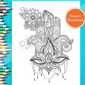 Printable Mandala Hand DIGITAL Coloring Page | INSTANT DOWNLOAD