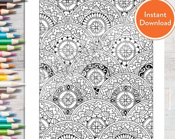 Printable Mandala Pattern DIGITAL Coloring Page | INSTANT DOWNLOAD