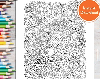 Printable Mandala Zentangle DIGITAL Coloring Page | INSTANT DOWNLOAD