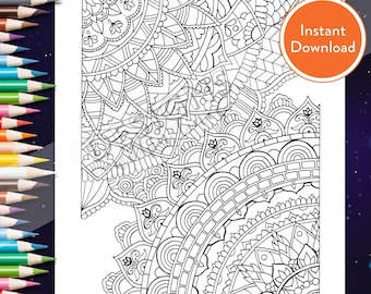 Printable Double Mandala DIGITAL Coloring Page | INSTANT DOWNLOAD