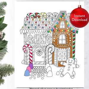 Holiday Gingerbread House DIGITAL Coloring Page | INSTANT DOWNLOAD