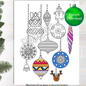 Printable Christmas Ornament Collection DIGITAL Coloring Page - Etsy