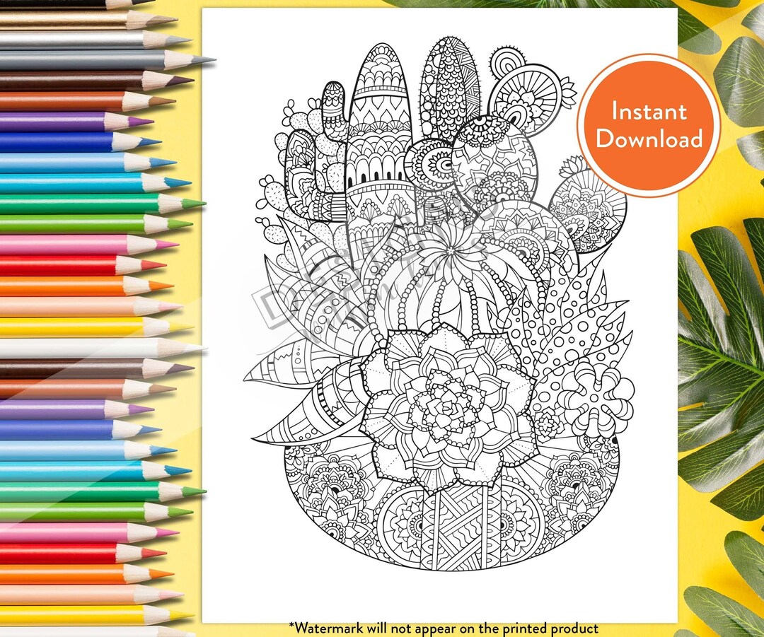 Printable Cactus Mandala DIGITAL Coloring Page | INSTANT DOWNLOAD - Etsy