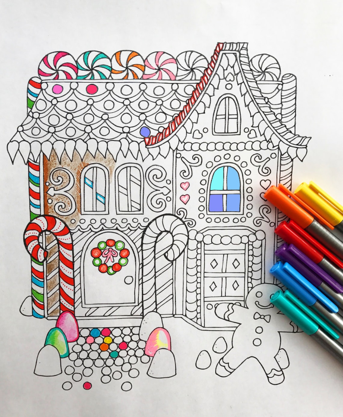 Holiday Gingerbread House DIGITAL Coloring Page INSTANT - Etsy