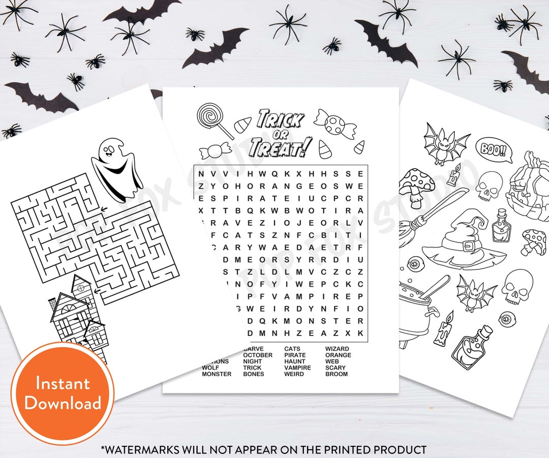 Halloween Kids Activity Bundle #5 | Printable DIGITAL DOWNLOAD | Word ...