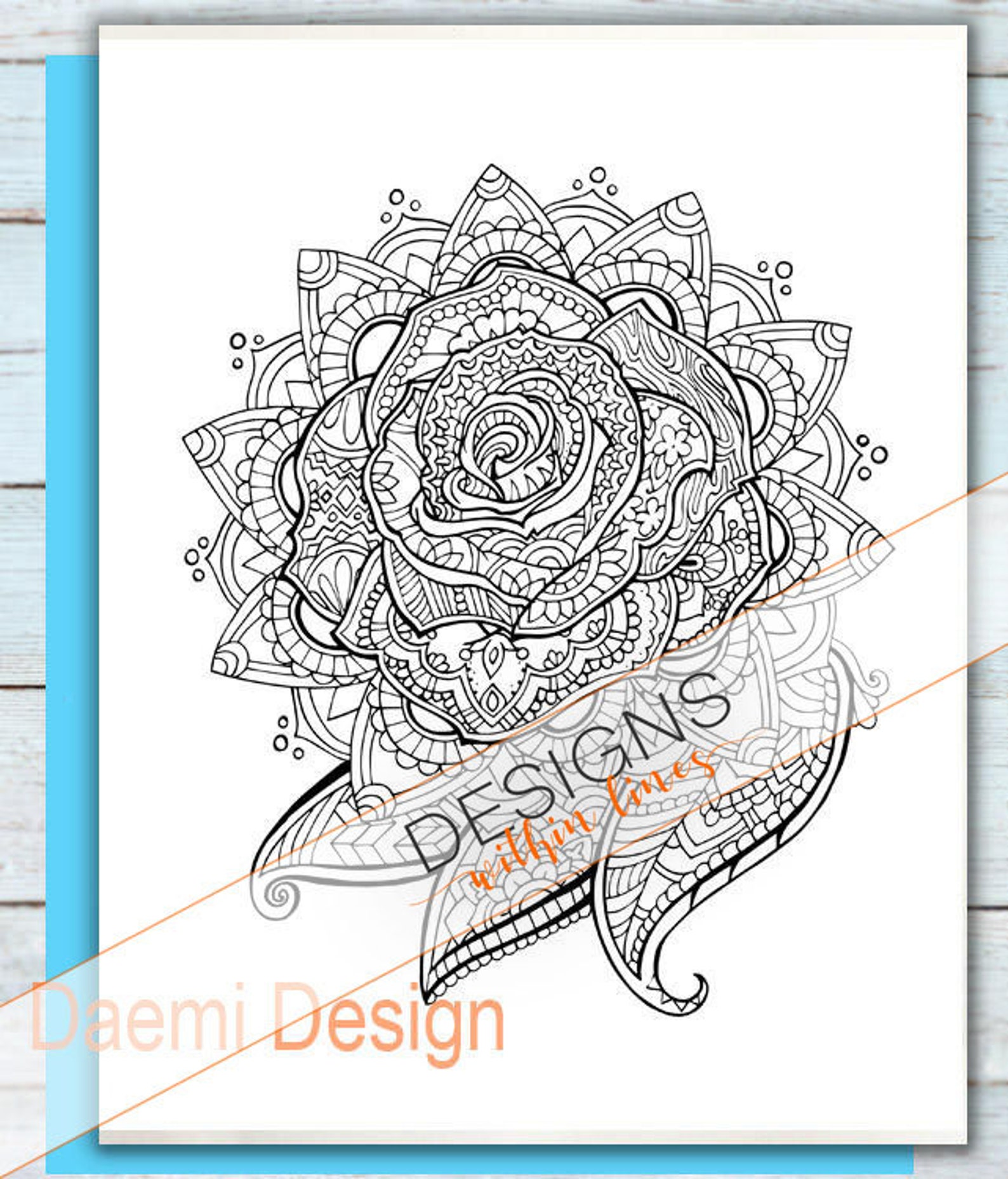 Printable Mandala Rose Coloring Page | Etsy