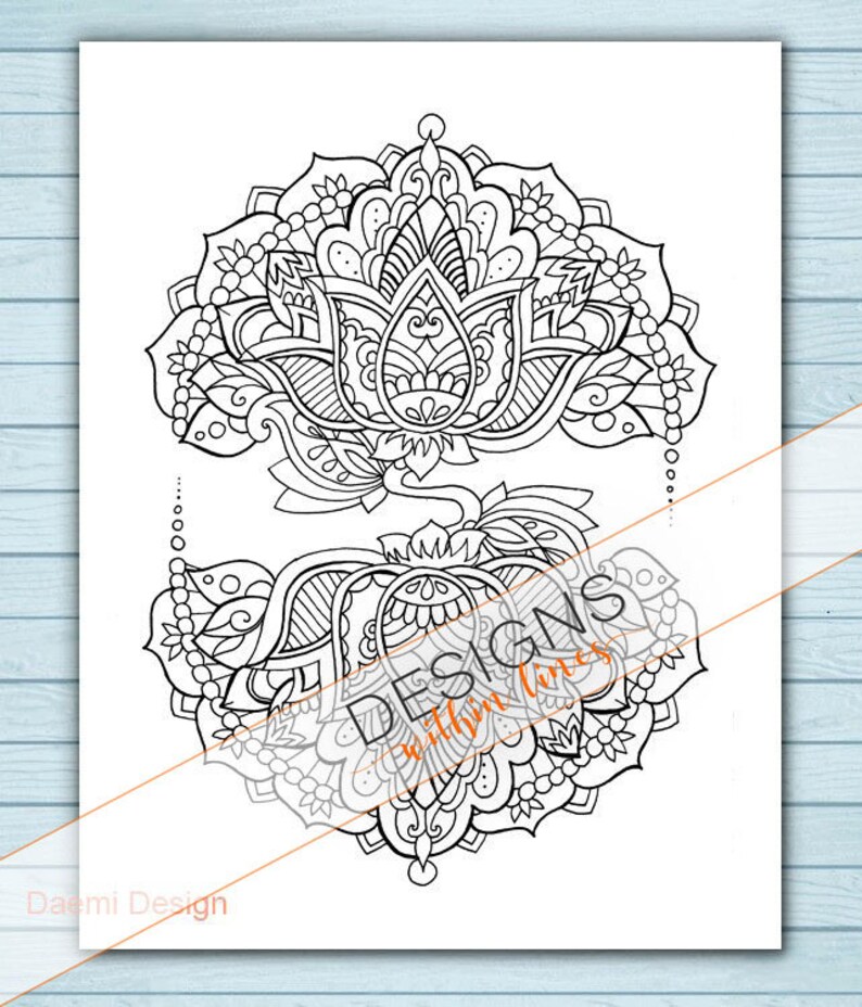 Printable Mandala Lotus Coloring Page | Etsy