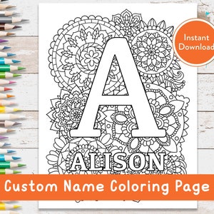 Personalisiertes Alphabet Name Mandala Malseite zum Ausdrucken | DIGITALER SOFORT DOWNLOAD | Ausmalseite zum Ausmalen name