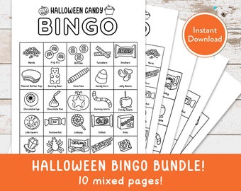 Afdrukbare Halloween Bingo Pagina Bundel Digitale Kleurplaten | 10 unieke pagina's | DIRECT DOWNLOADEN