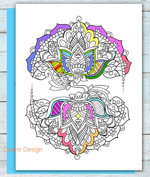 Printable Mandala Lotus Coloring Page | Etsy