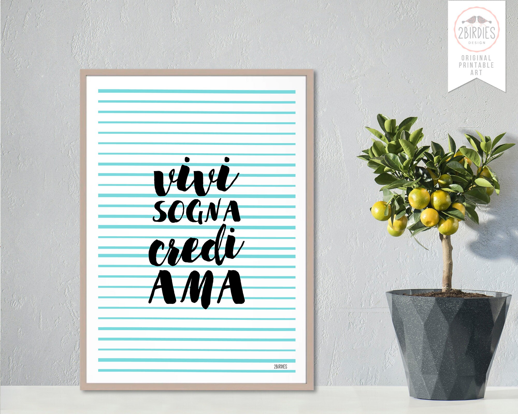 Vivi Sogna Credi Ama Inspirational Italian Quotes Wall Art Etsy UK