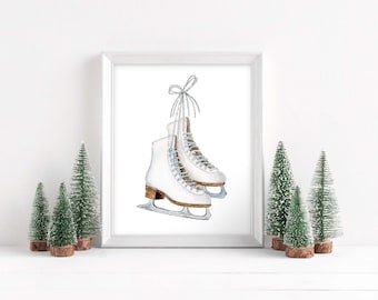 Ice Skates Art Print- skating, winter, holiday, ice skates, vintage, home decor