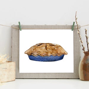 Pumpkin Pie Watercolor Art Print, Fall Wall Art, Autumn Decor, Thanksgiving, Home Decor, Baking