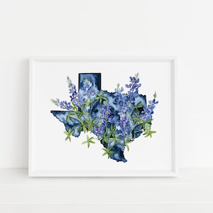 Texas State Flower Watercolor Art Print - Bluebonnet Flower, State Flower, Botanical, Home Decor, Wall Decor, Floral