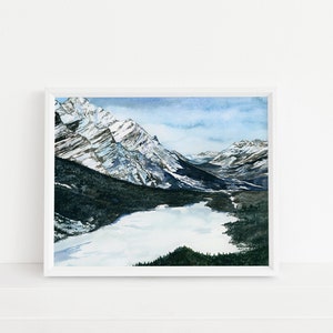 Ice Lake Art Print- Glacier, Ice, Watercolor Landscape