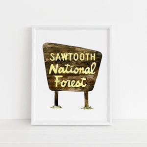 Sawtooth National Forest, Idaho, National Forest Sign, Rustic Modern