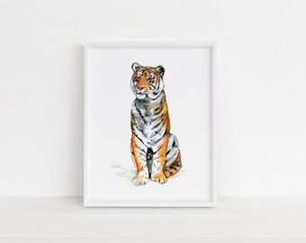 Tiger Art Print, Jungle Animal, Africa, Wild Animal, Wall Decor, Watercolor Animal