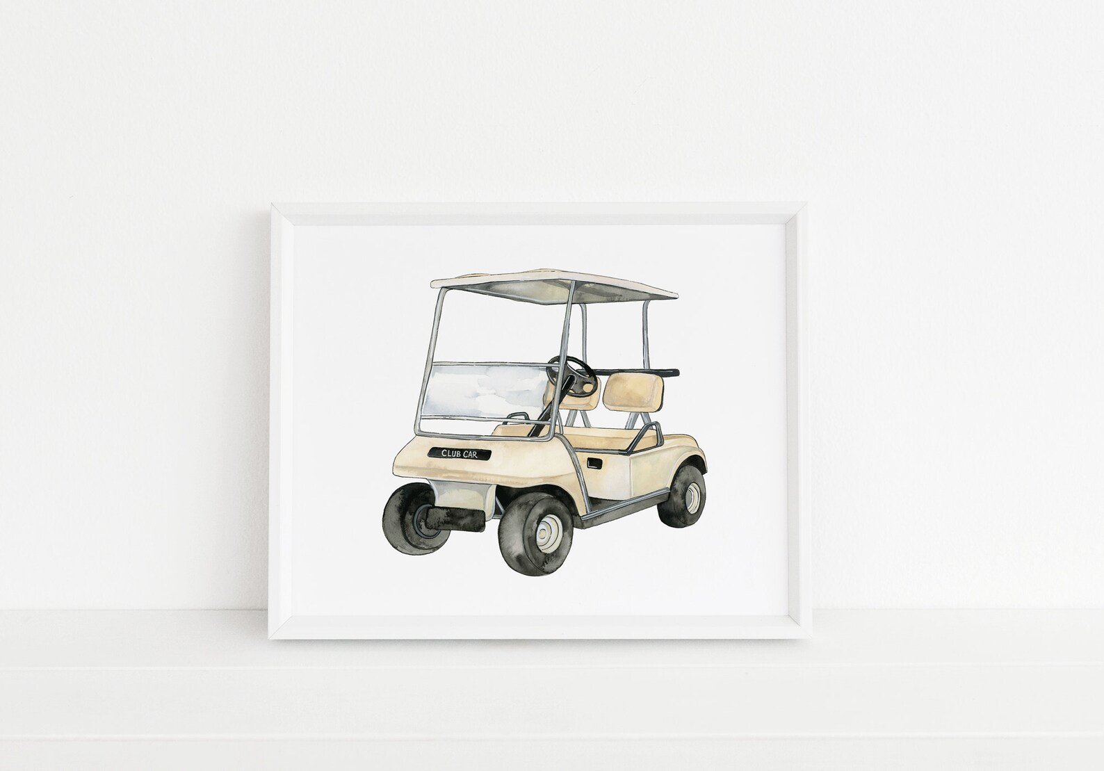 Golf Cart Watercolor Art Print Golfing Cart Man Cave Wall | Etsy