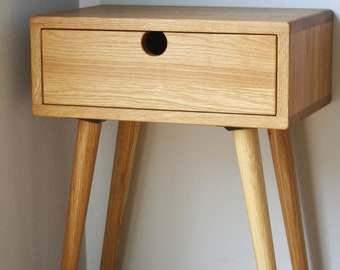 Mid Century Modern Nightstand / White Oak / Dark Oak