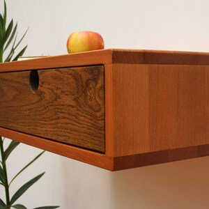 Floating Nightstand Mid Century with Oak Drawer image 4