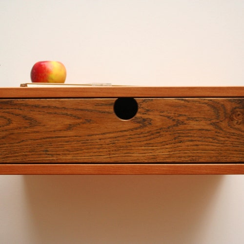 Floating Nightstand Mid Century With Oak Drawer Etsy