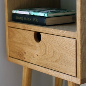 Mid Century Nightstand Bedside Table With Drawer / White Oak / Dark Oak image 10