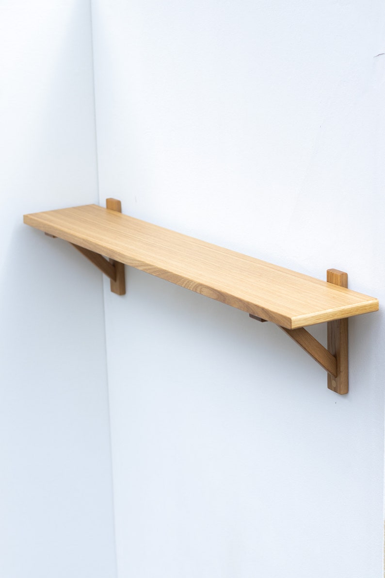 Oak Shelf Rustic Modern Solid Wood Bracket image 4