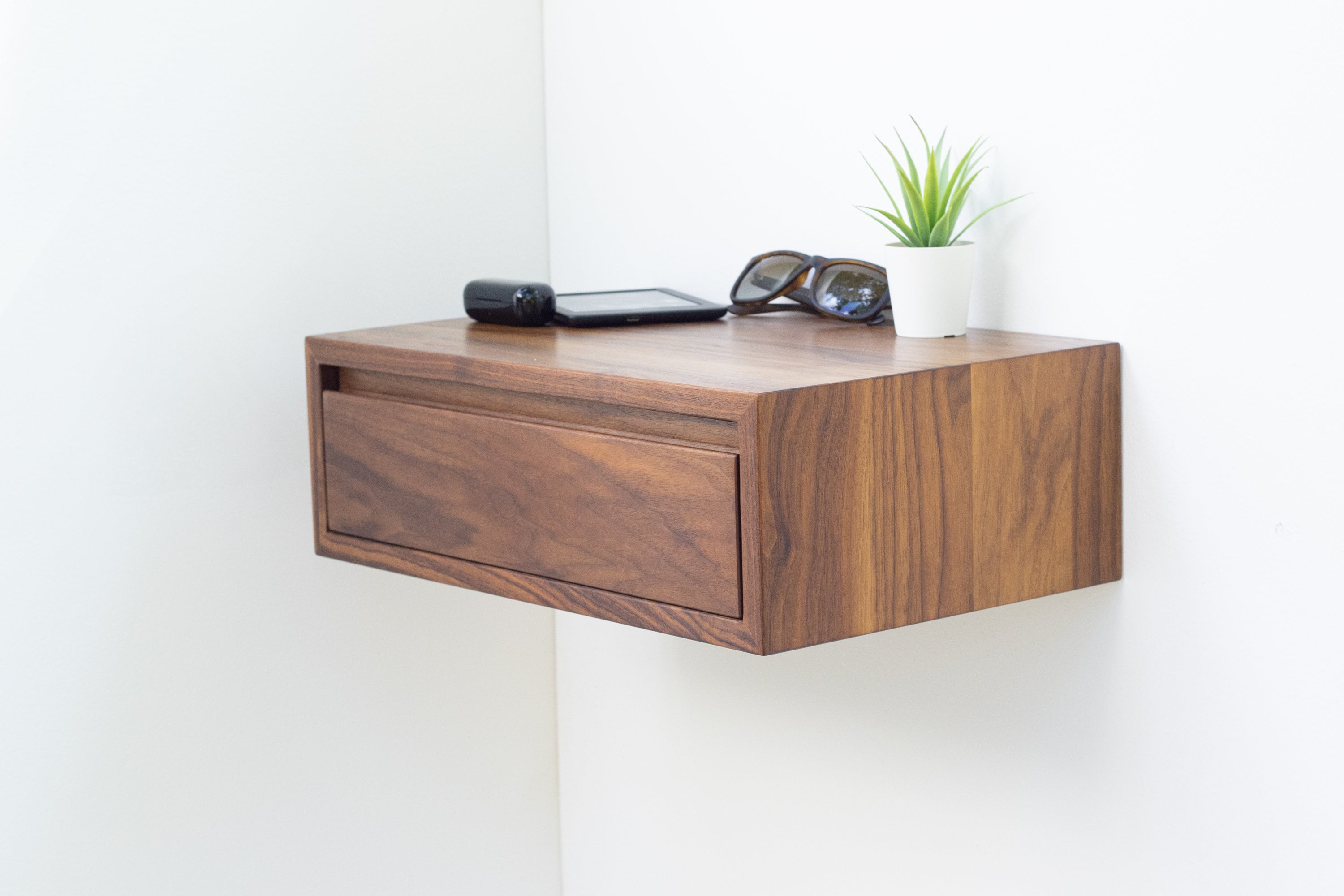 Black floating nightstand with drawer deals