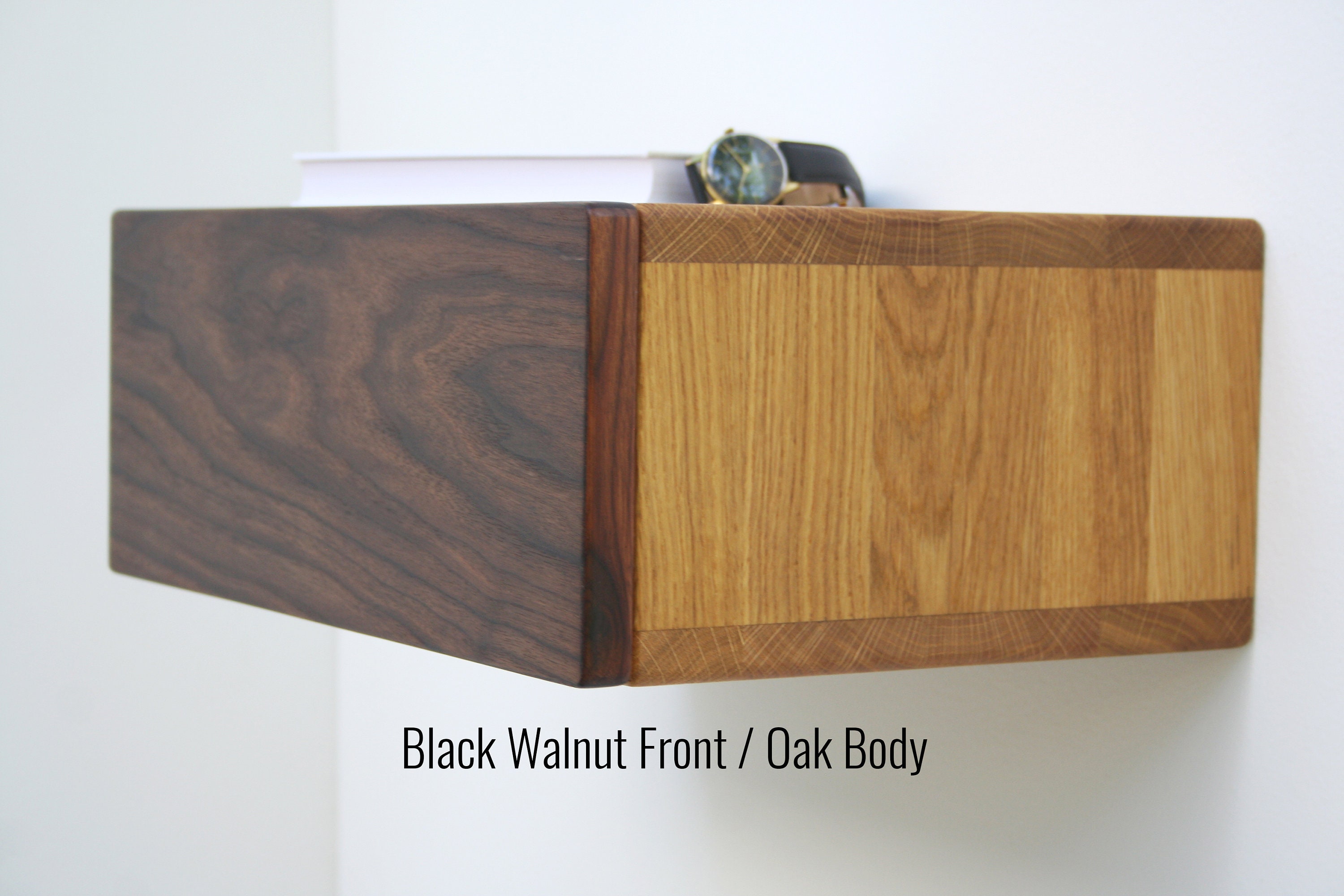 Modern Oak Floating Nightstand / White Oak / Dark Oak Etsy