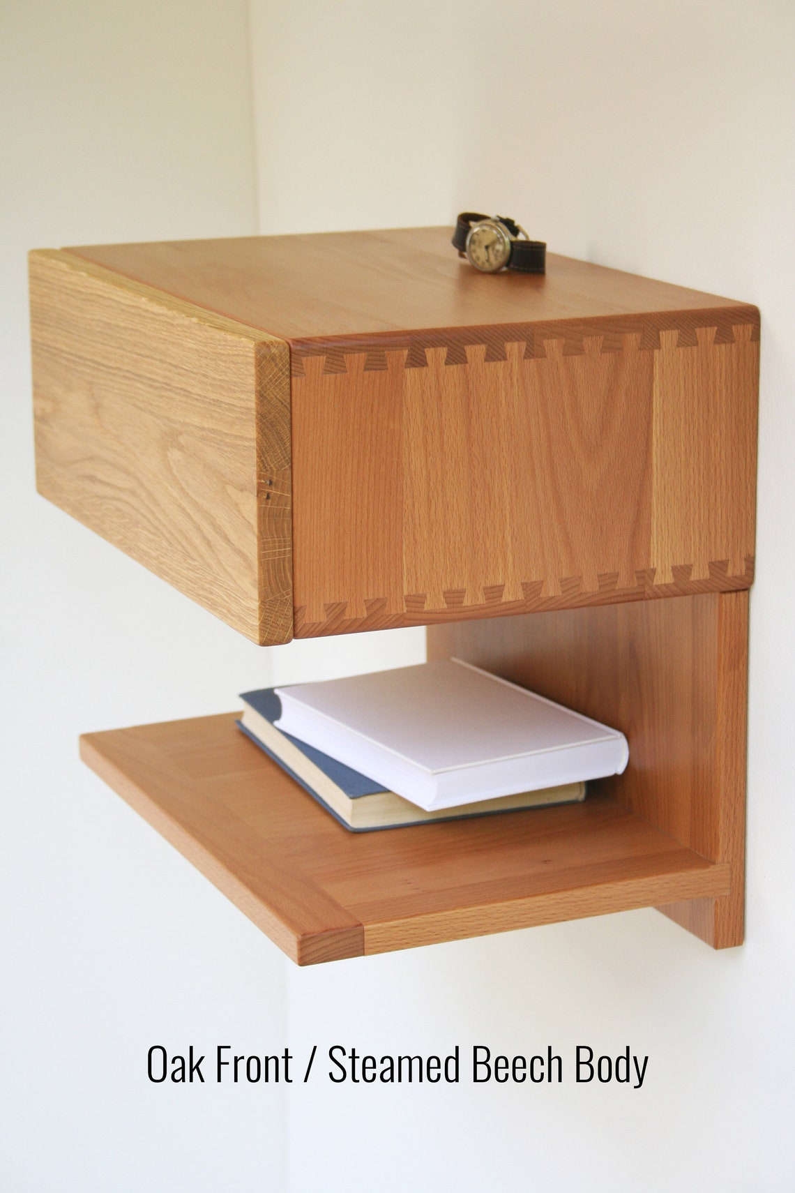 Modern Nightstand with Shelf | Etsy
